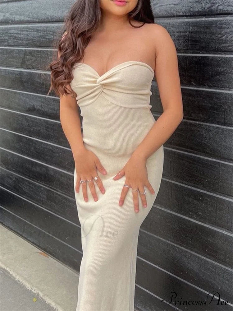 Knit Twisted Stylish Tube Midi Dress Dresses