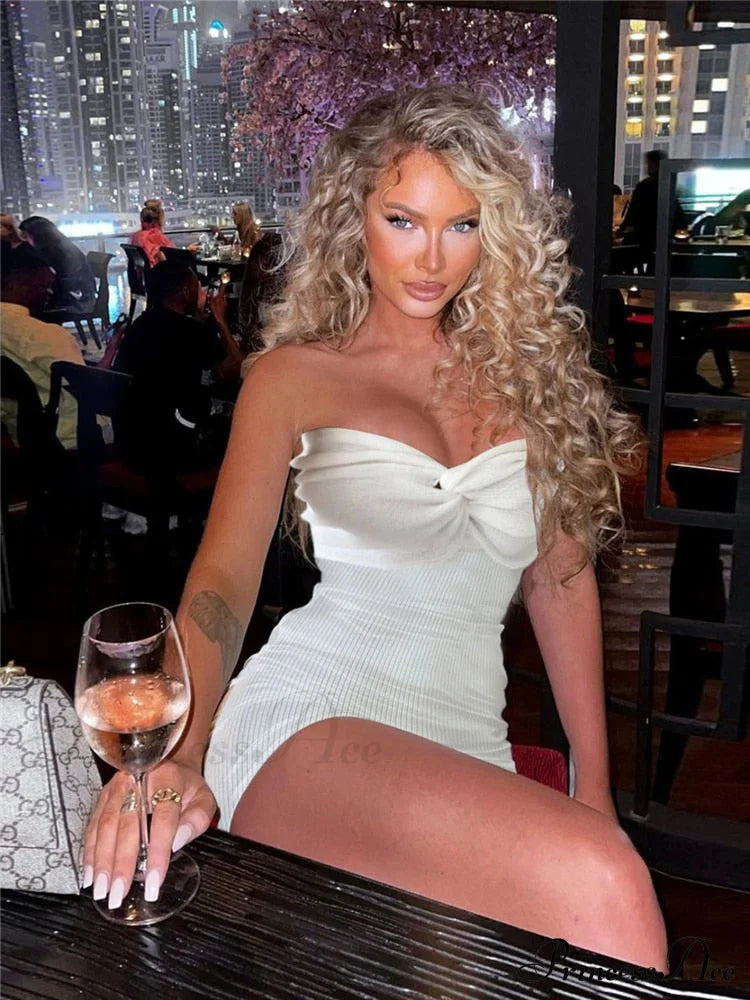 Knit Twisted Stylish Tube Mini Dress Dresses