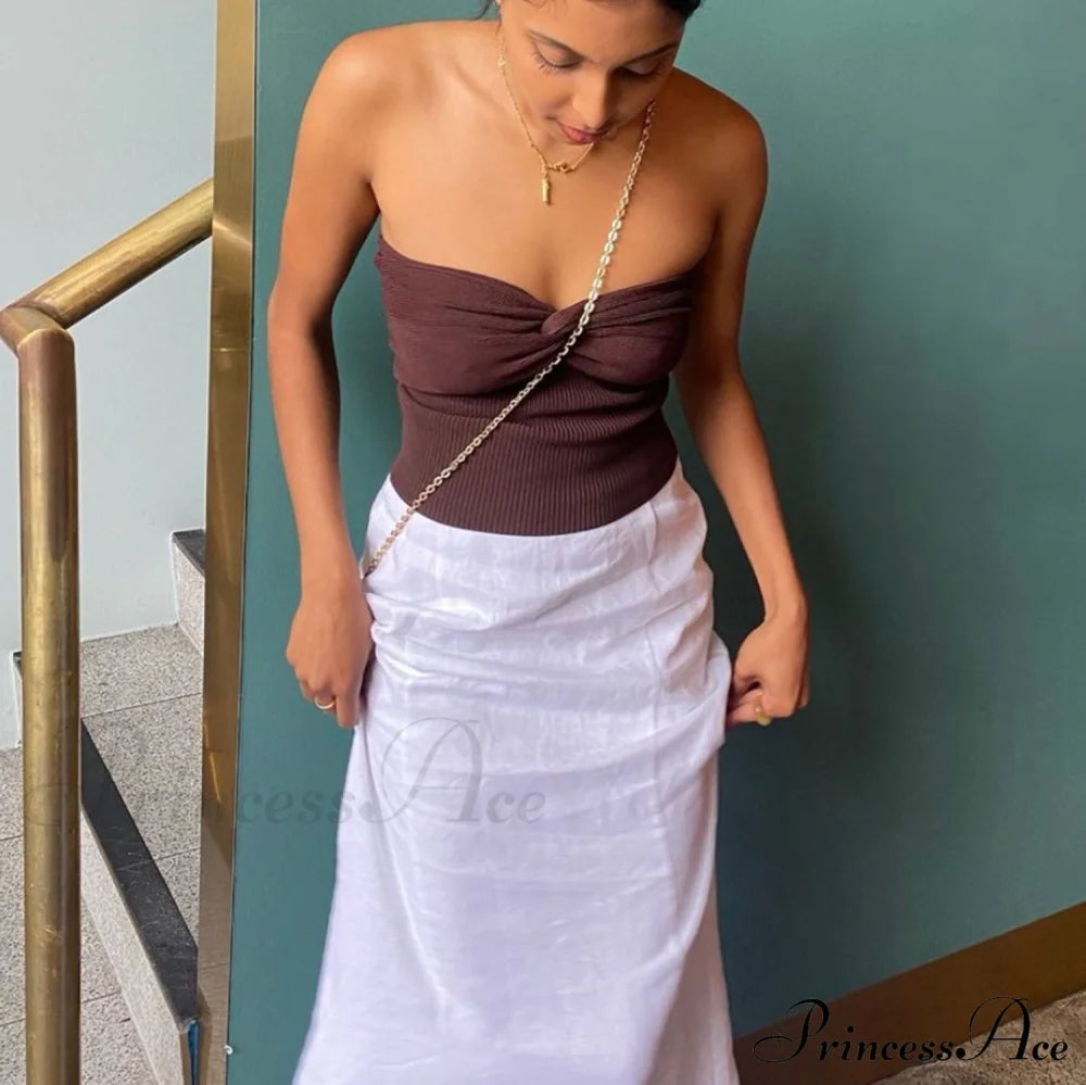 Knit Twisted Stylish Tube Top Shirts & Tops