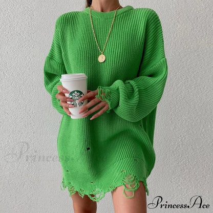 Knitted Casual O Neck Long Sleeve Fashion Sweater Sweaters-L