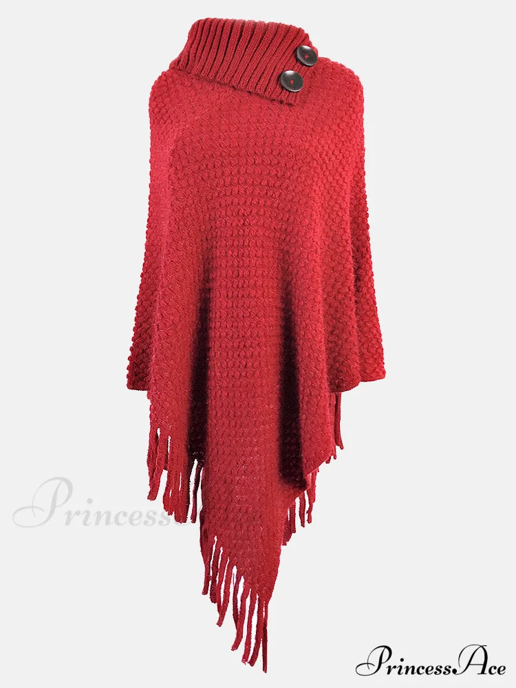 Knitted Charming Button Cardigan Red / One Size Shirts & Tops