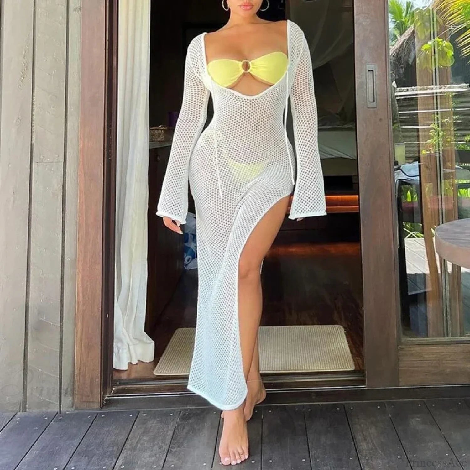 Knitted Cover Up Beach Bikini Set