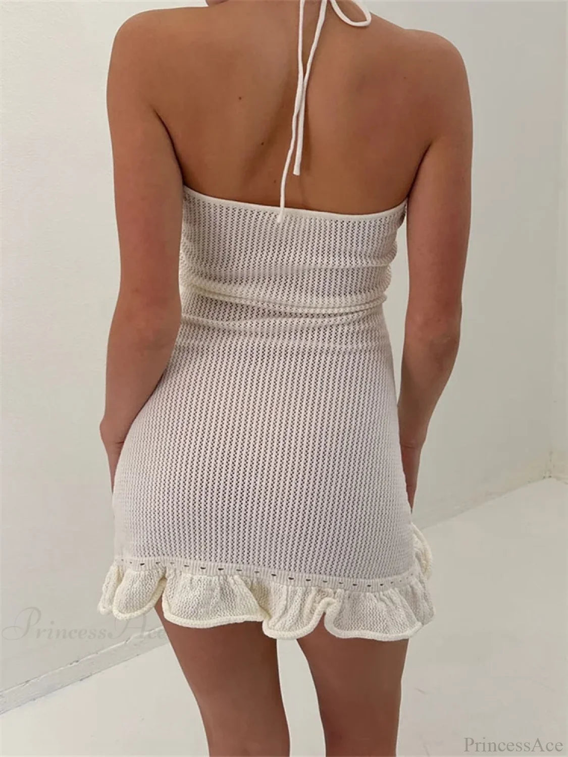 Knitted Flower Ruffled Mini Dress minidress-250223