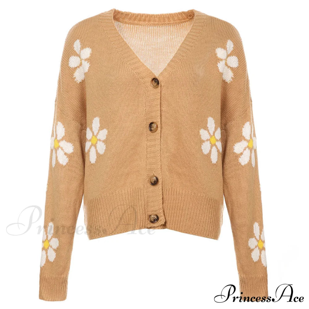 Knitted Flowered Cardigan Coats