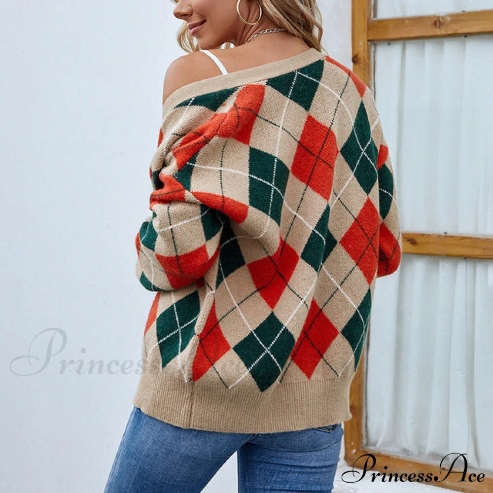 Knitted Geometric Cardigan Coats