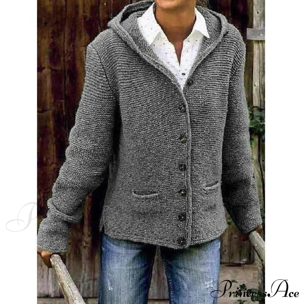 Vintage Hooded Knitted Cardigan Gray also bought Best Sellings cardigan cardigans clothes Plus Size Sale tops Topseller