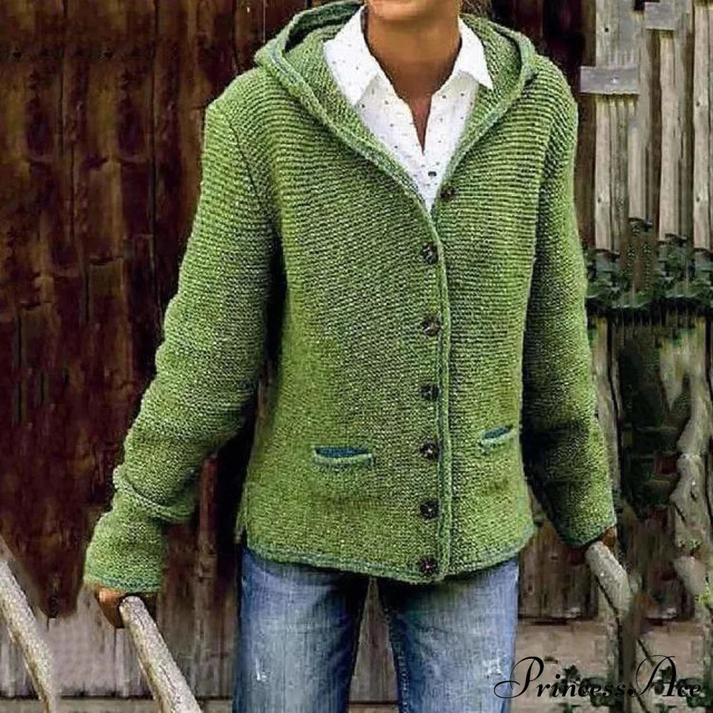 Vintage Hooded Knitted Cardigan Green also bought Best Sellings cardigan cardigans clothes Plus Size Sale tops Topseller