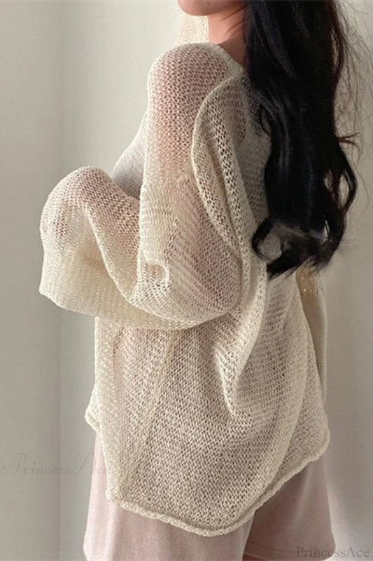 Knitted Openwork Loose Long Sleeve Chic Blouse
