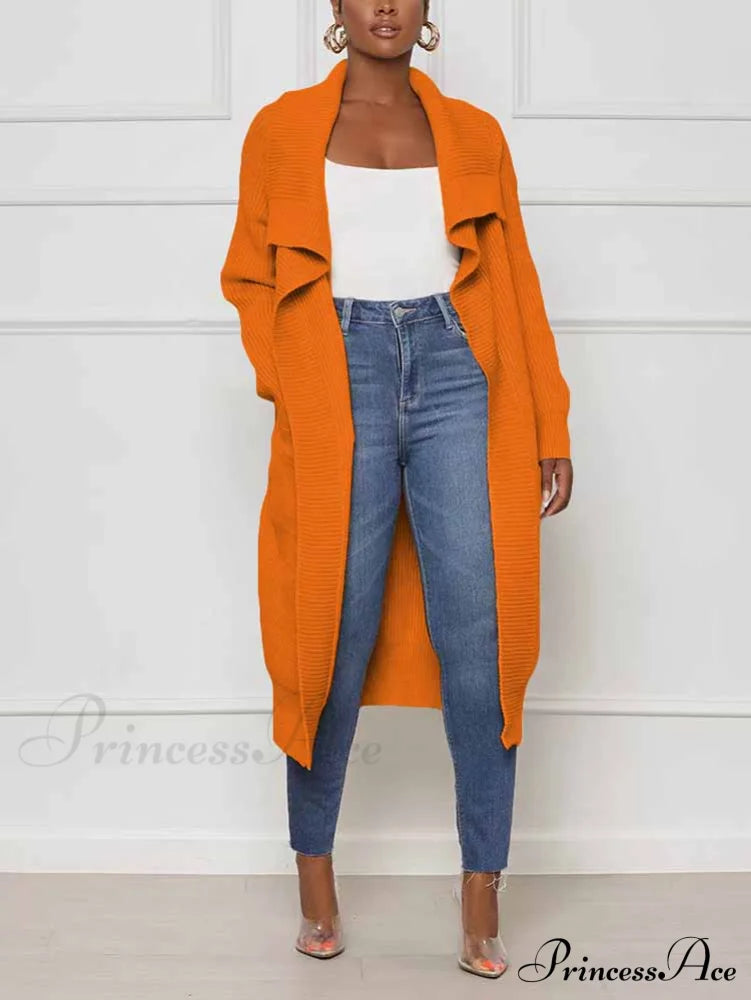 Knitted Sleeveless Graceful Floral Mini Dress Orange / S Cardigan