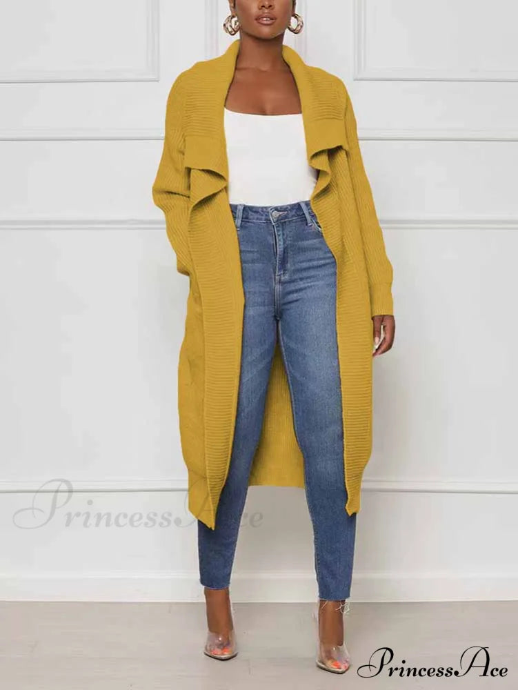 Knitted Sleeveless Graceful Floral Mini Dress Yellow / S Cardigan