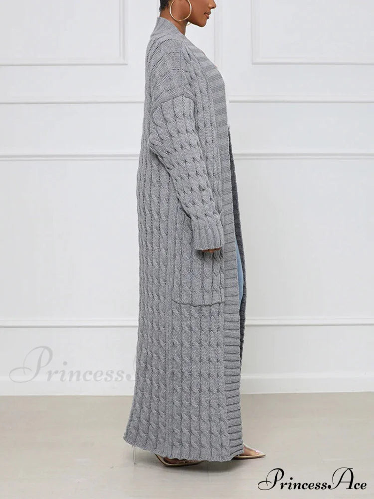 Knitted Solid Graceful Open Front Cardigan