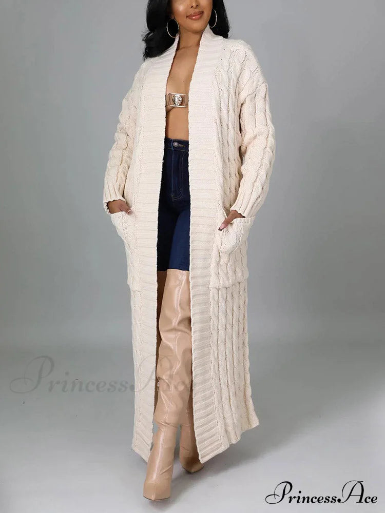 Knitted Solid Graceful Open Front Cardigan