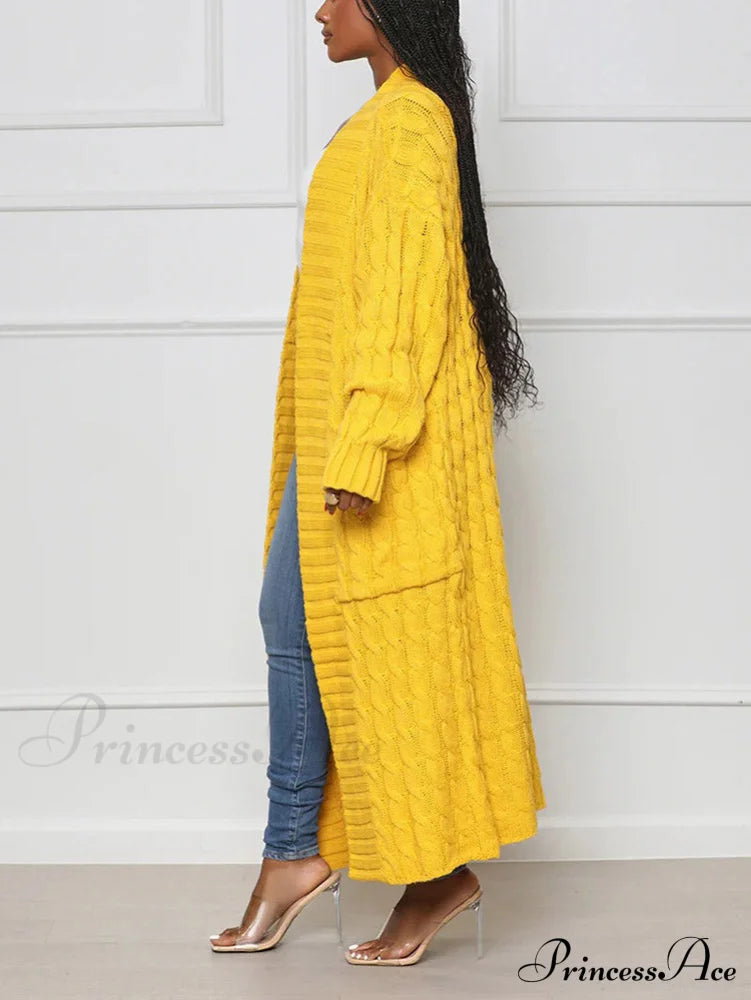 Knitted Solid Graceful Open Front Cardigan