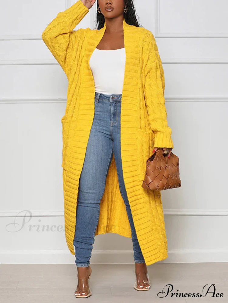 Knitted Solid Graceful Open Front Cardigan