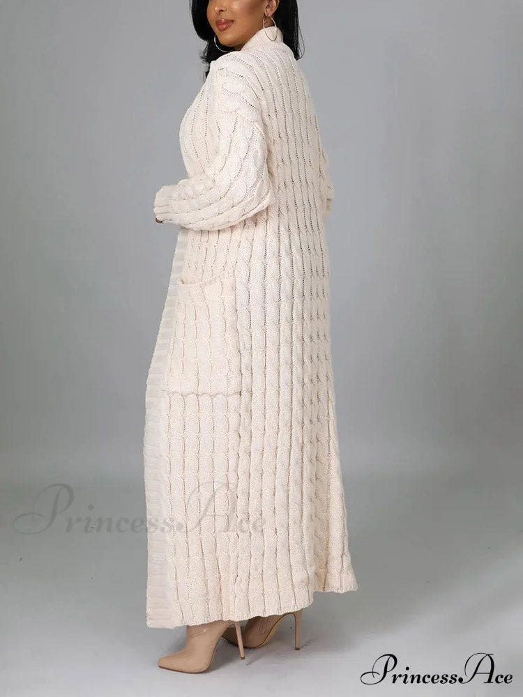 Knitted Solid Graceful Open Front Cardigan