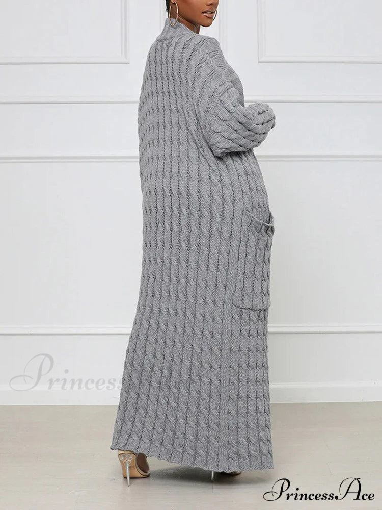 Knitted Solid Graceful Open Front Cardigan