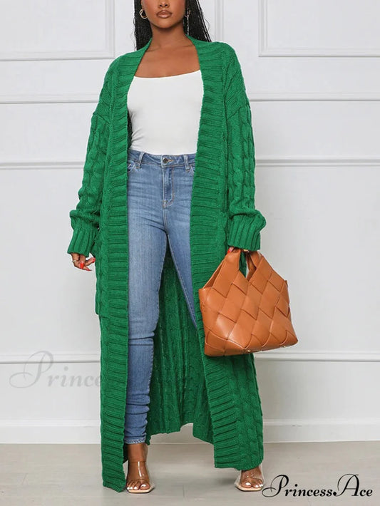 Knitted Solid Graceful Open Front Cardigan