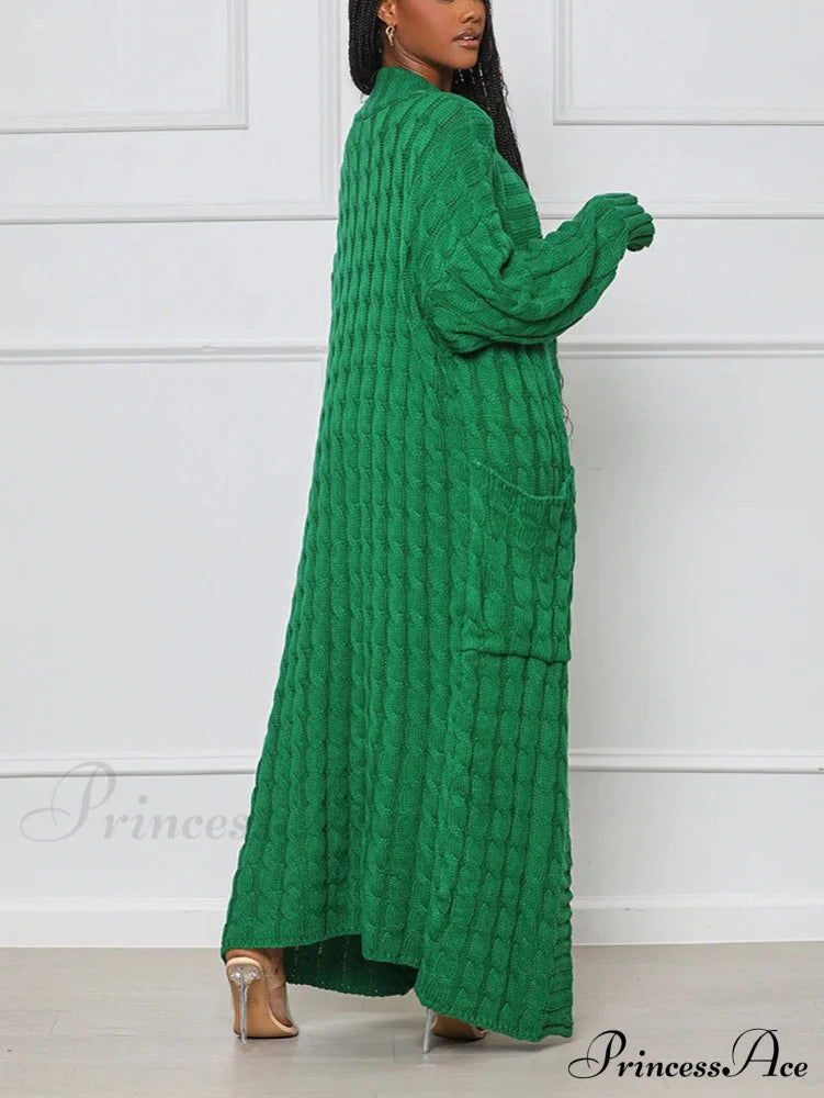 Knitted Solid Graceful Open Front Cardigan