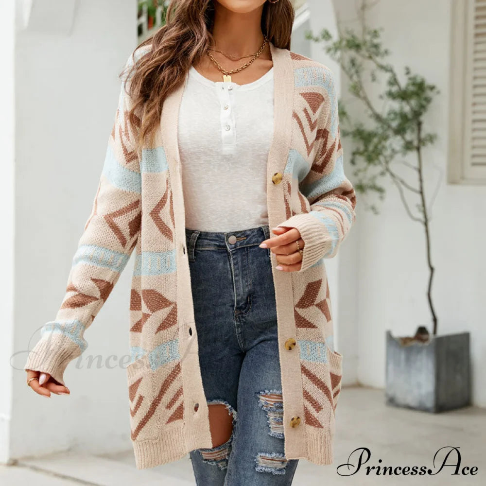 Casual Vintage Knitted Cardigan Beige best Best Sellings cardigan cardigans clothes Sale tops Topseller