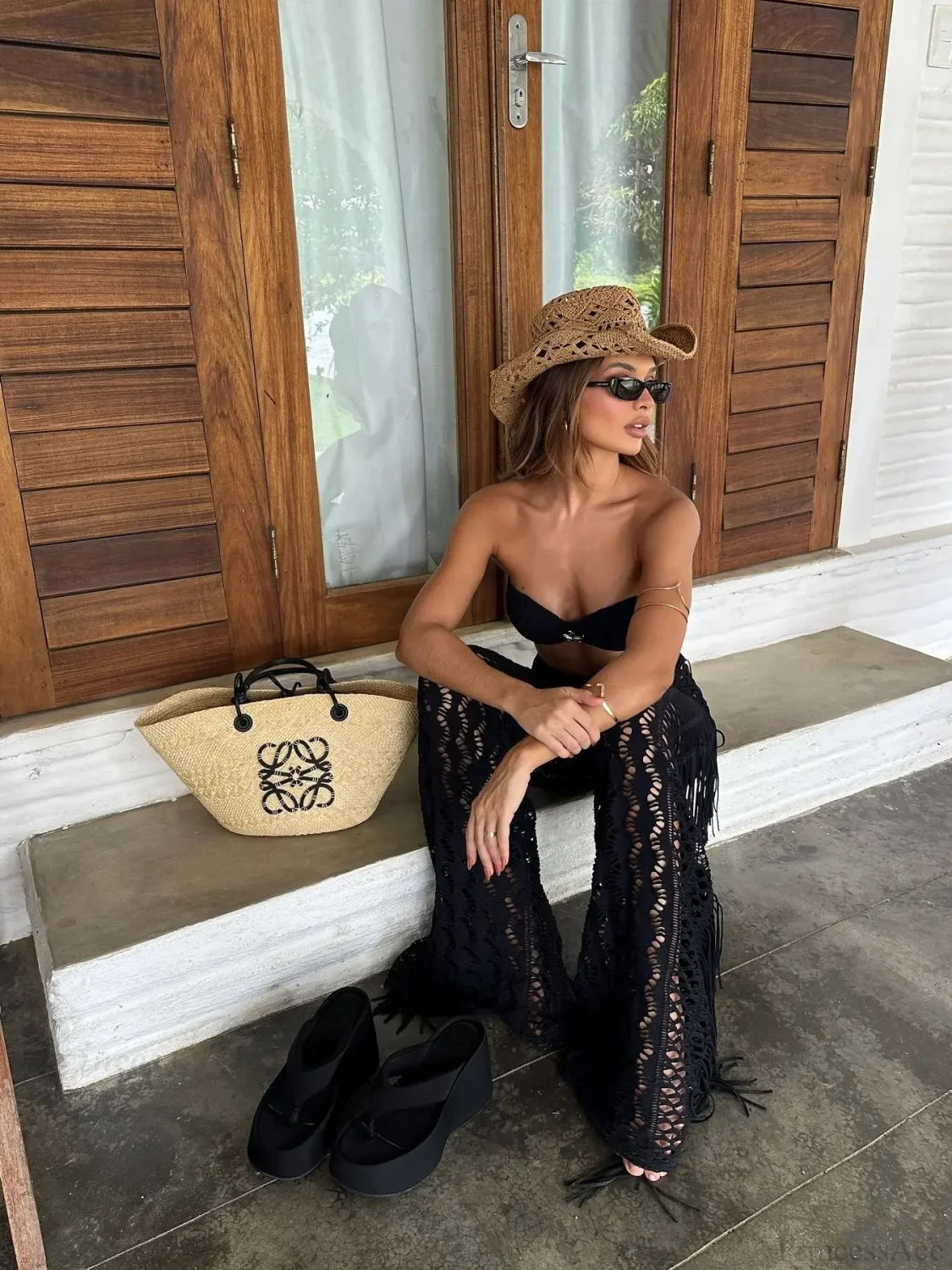 Knot Pants Bandage Three Piece Swimsuit