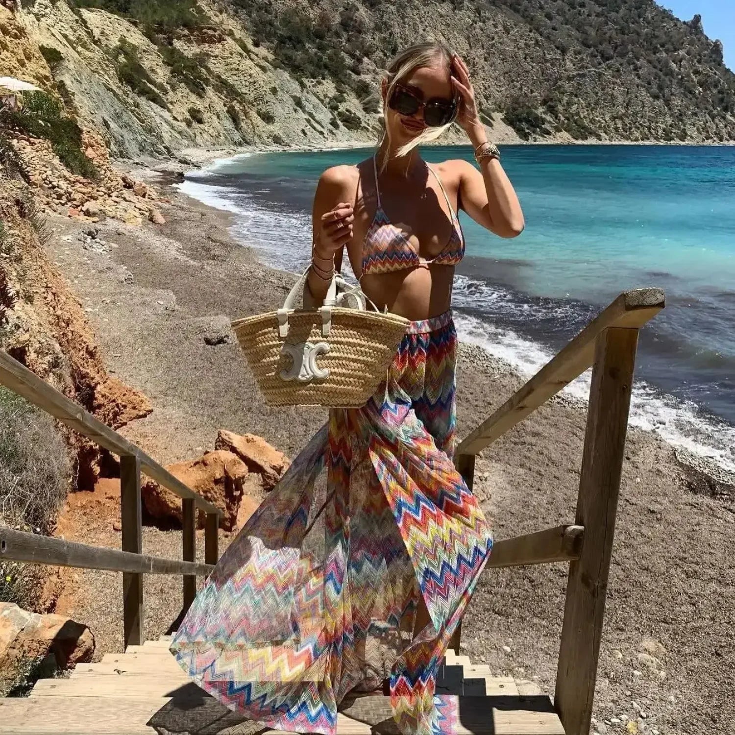 Knot Pants Bandage Three Piece Swimsuit color / S