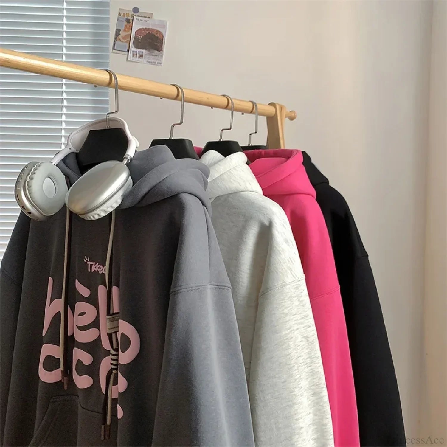 Korean Fashion Letter Printed Fleece Hoodie