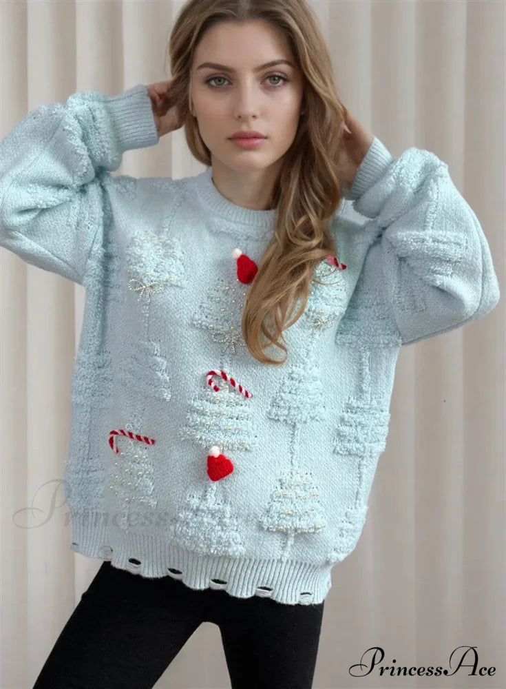 Korean Style O Neck Casual Loose Jumper Chic Bow Christmas Sweater White / S Sweaters-L