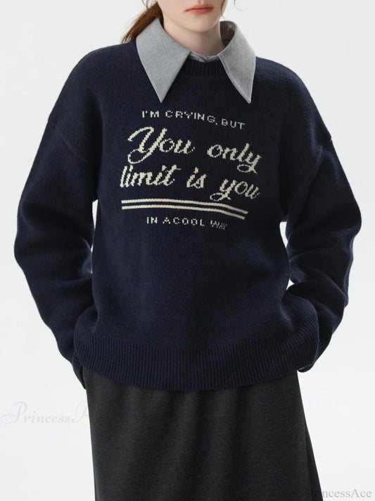 Korean Style Pullover Knitted Sweater deep blue / XS