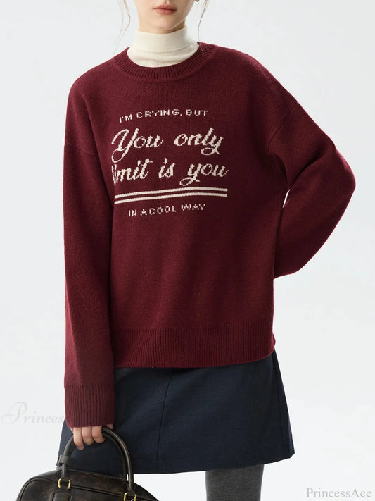 Korean Style Pullover Knitted Sweater Red / XS