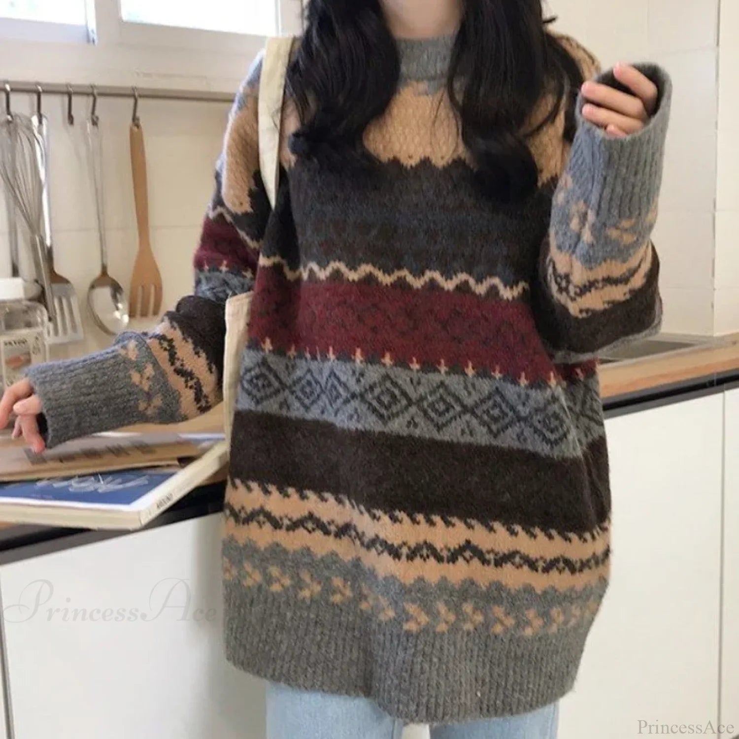 Korean Style Striped Loose Pullover Sweater