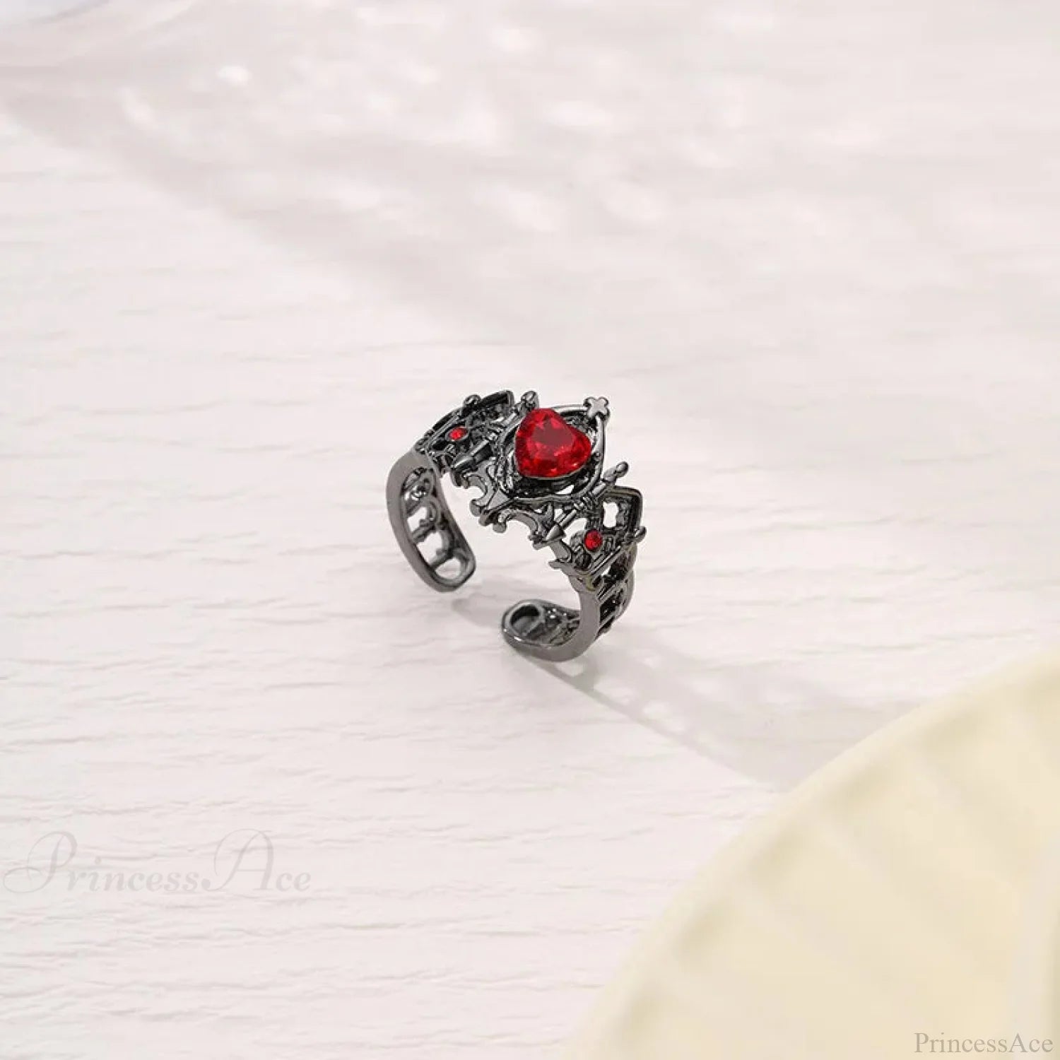 Kpop Y2K Crystal Heart Changeable Gothic Ring Red