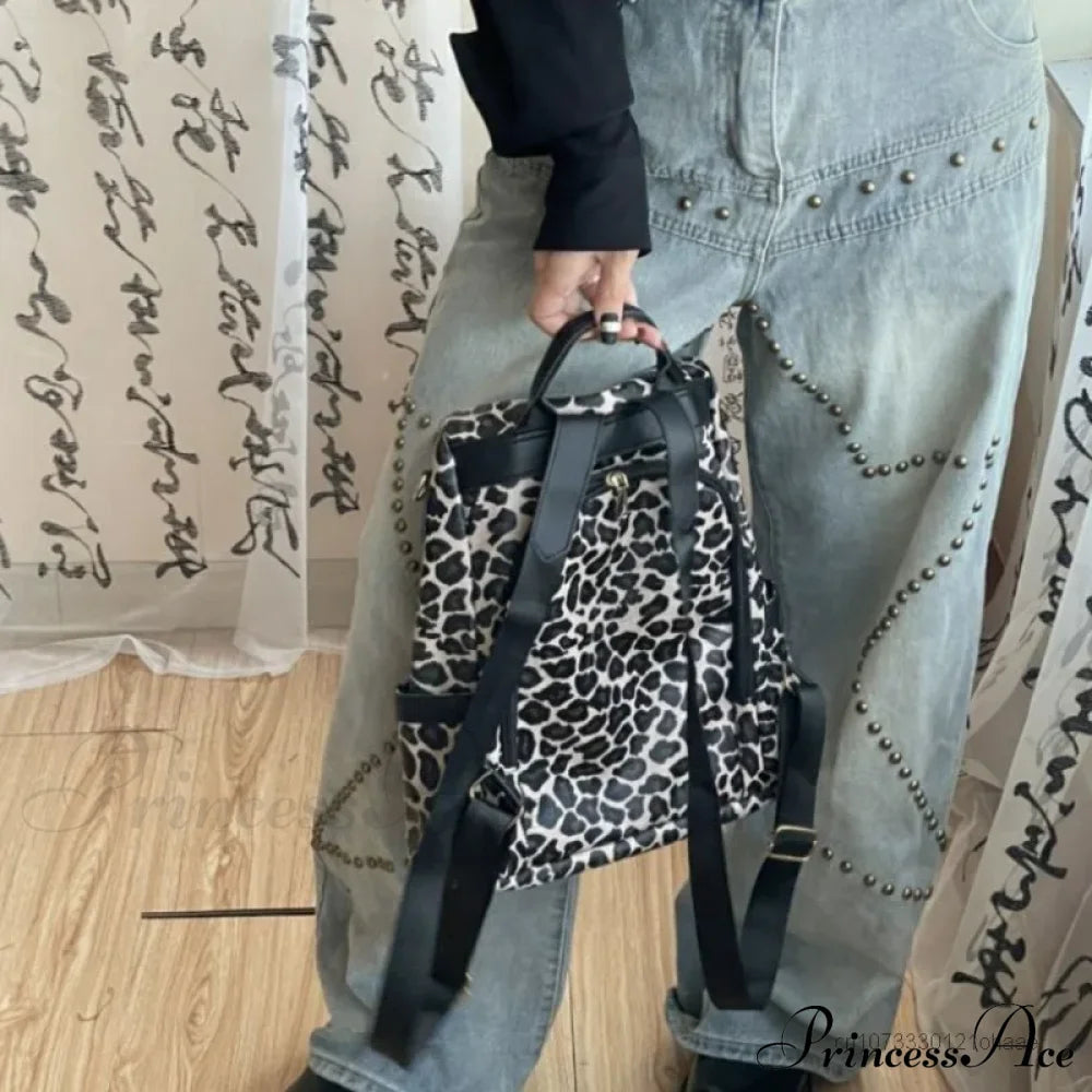 Kuromi Leopard Print Y2K Gothic Vintage Fashion Luxury Cartoon Cute Shoulder Bag Halloween