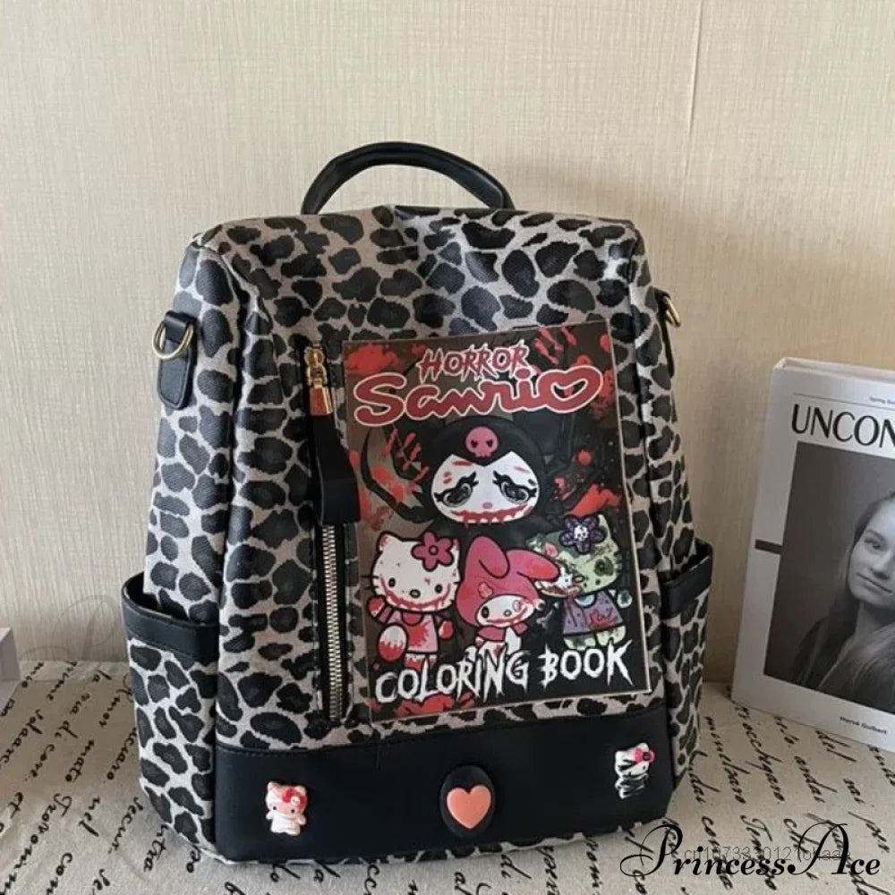 Kuromi Leopard Print Y2K Gothic Vintage Fashion Luxury Cartoon Cute Shoulder Bag Halloween