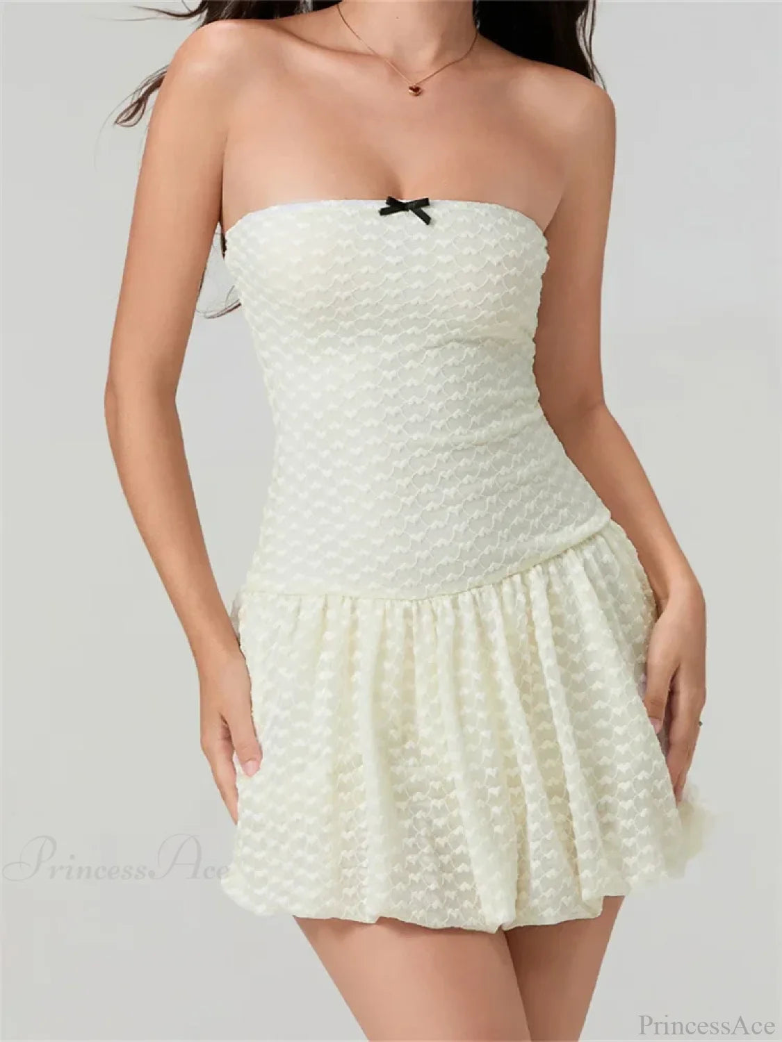 Lace Bow Off-Shoulder Mini Dress minidress-250223