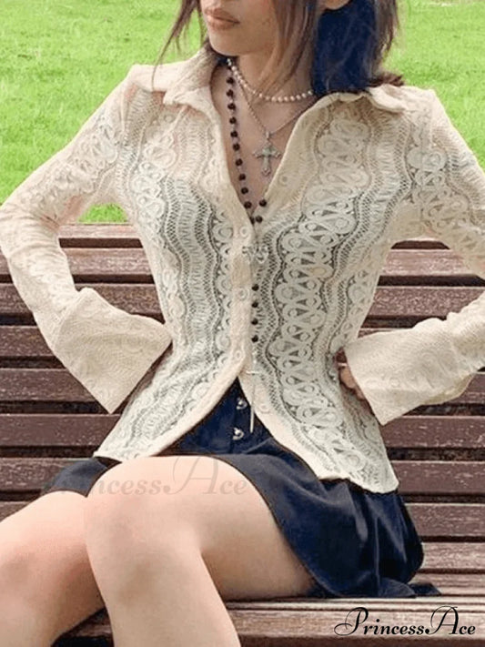 Lace Charming V-Neck Blouse Shirts