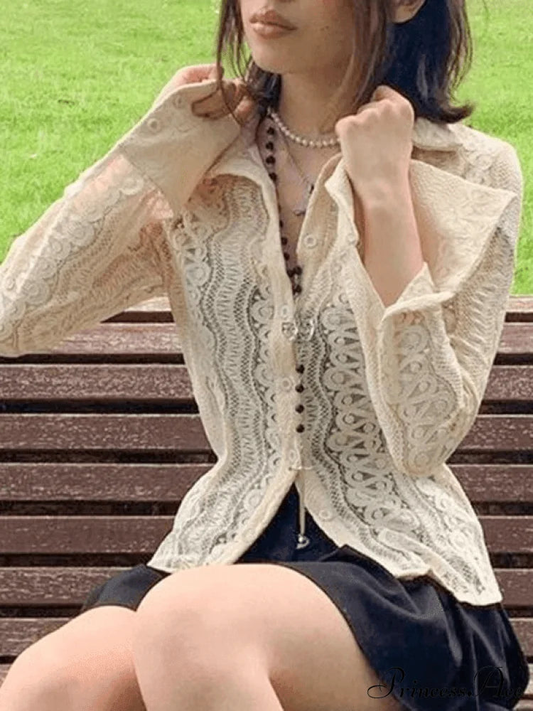 Lace Charming V-Neck Blouse Shirts