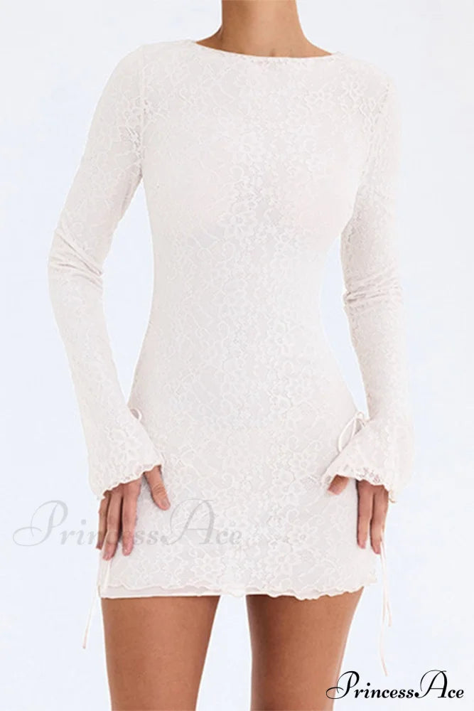 Lace Crew Neck Mini Dress Dresses