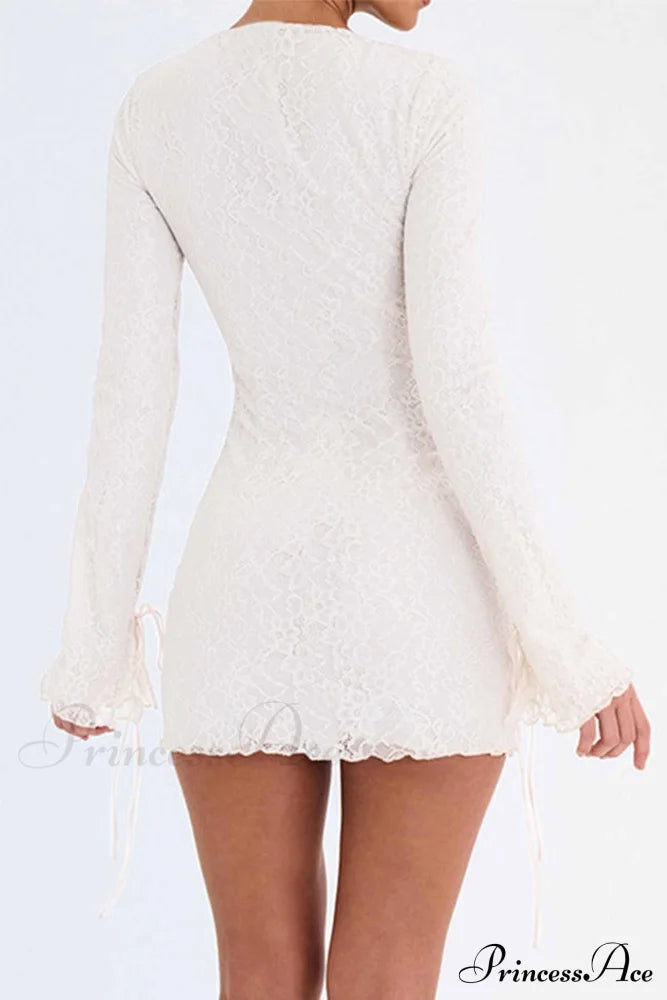 Lace Crew Neck Mini Dress Dresses