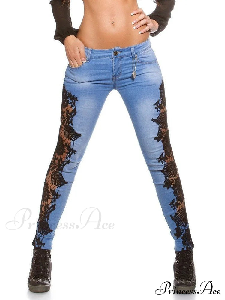 Lace Floral Crochet Hollow-Out Jeans