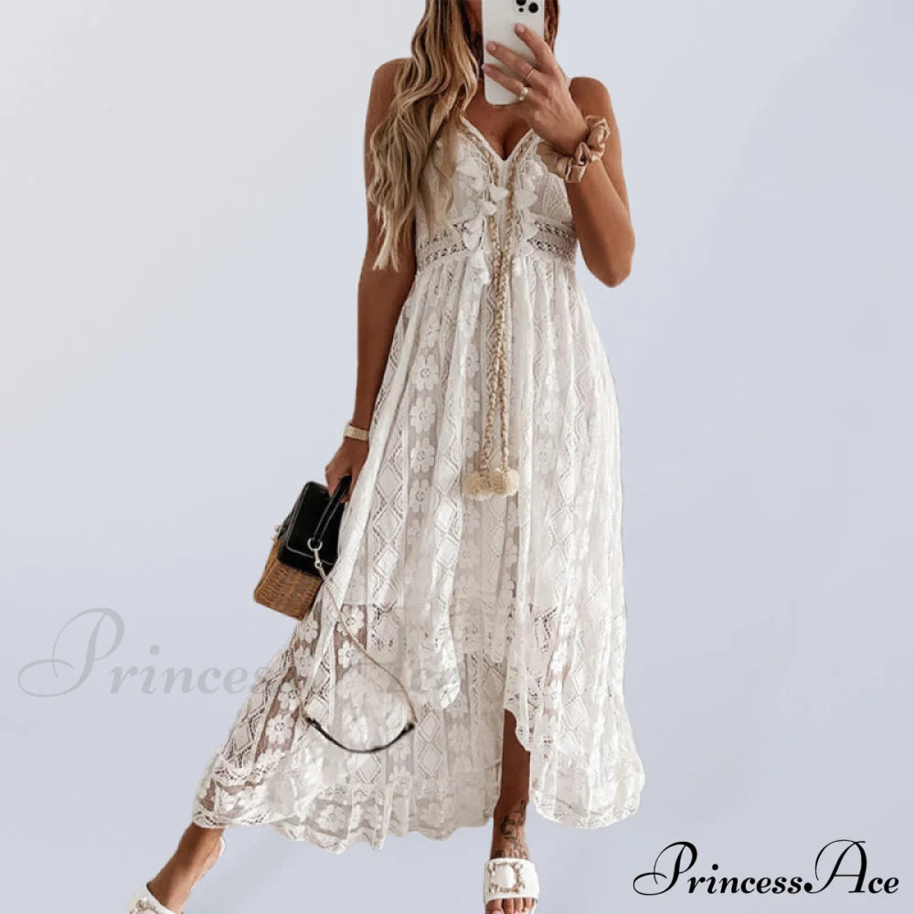 Lace Gown Slip For Elegant Women Cream / S Women’s Dress