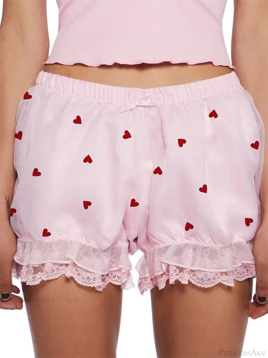 Lace Heart Bow Bloomer Short pink / S short-250223