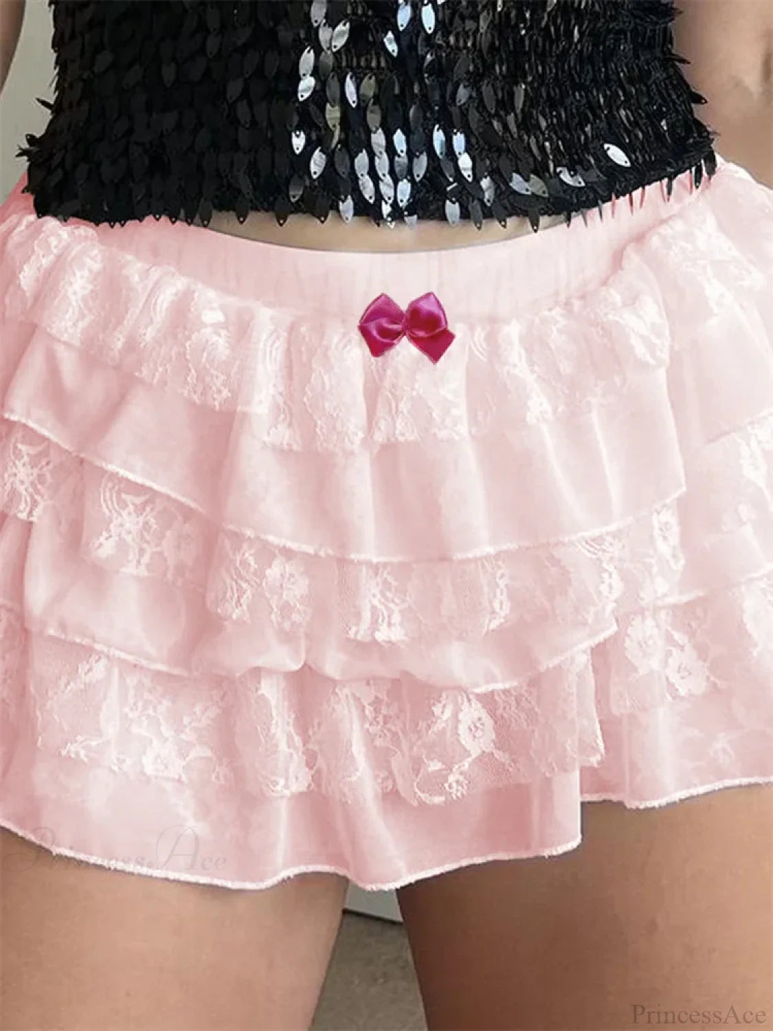 Lace Layered Bow Bloomer Short pink / S short-250223