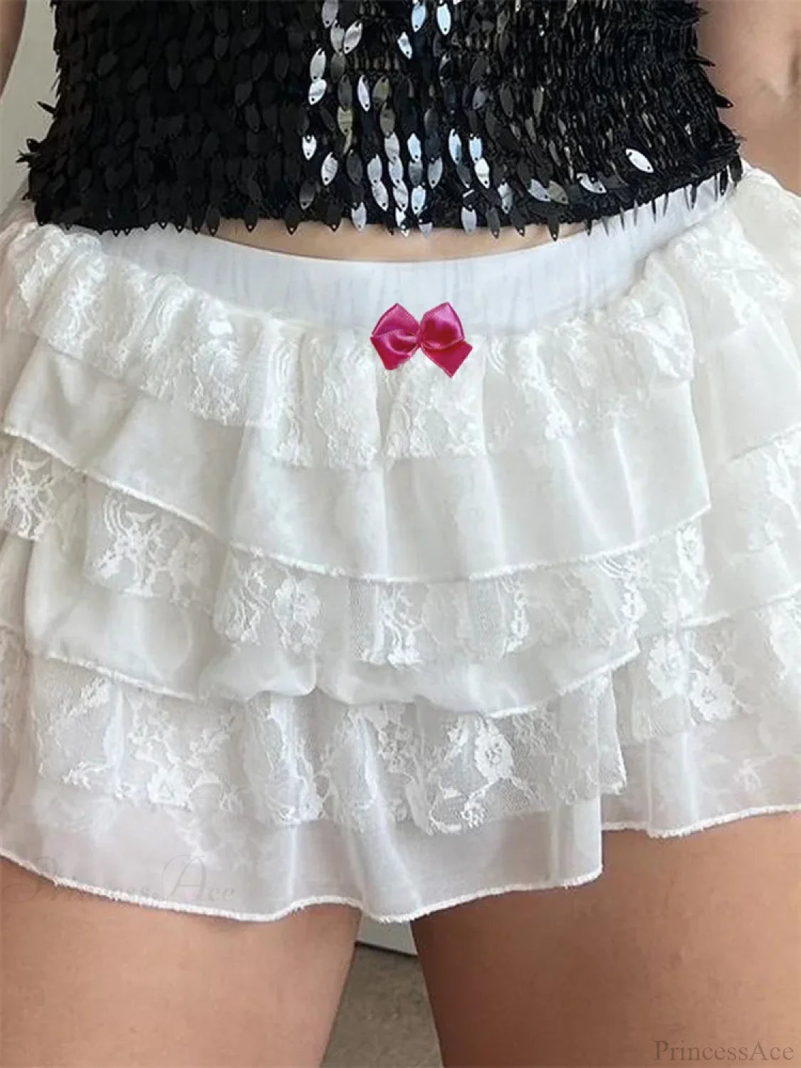 Lace Layered Bow Bloomer Short white / S short-250223
