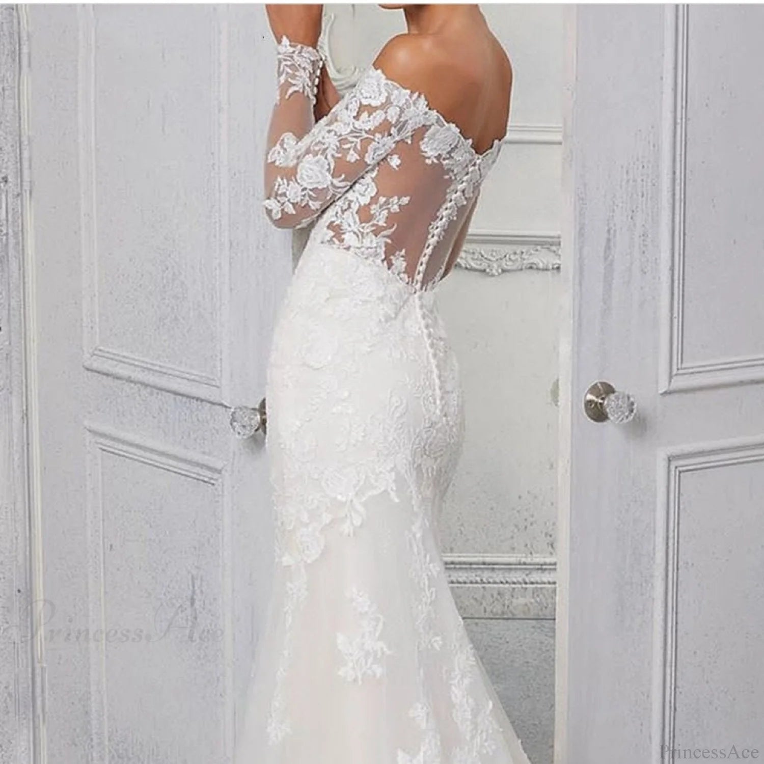 Lace Mermaid Long Train Wedding Dress weddingdress-250223