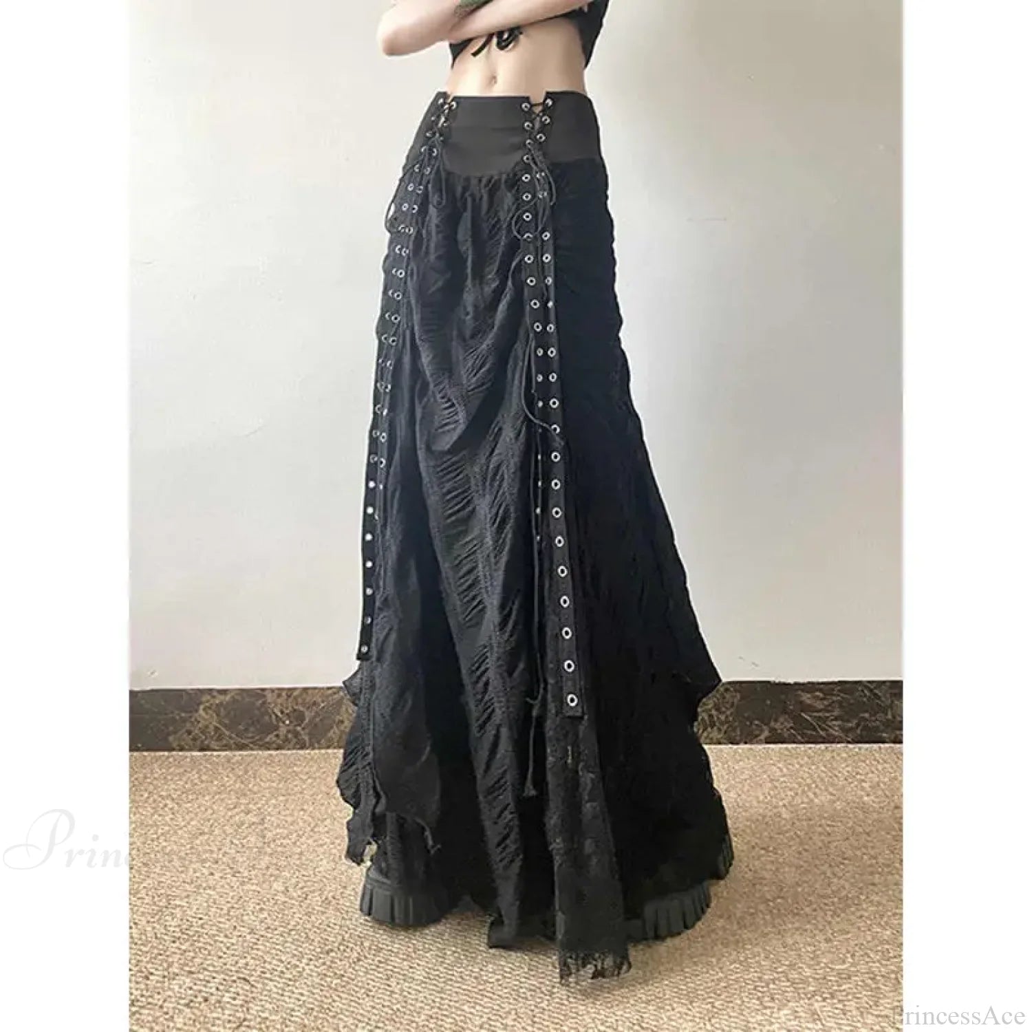 Lace Mesh Fairy Bow Long Skirt