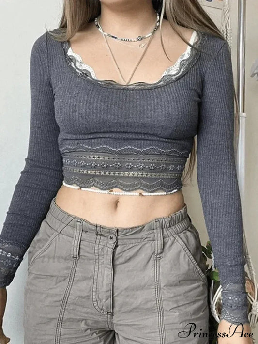 Lace Paneled Graceful Floral Mini Dress Tops&Tees