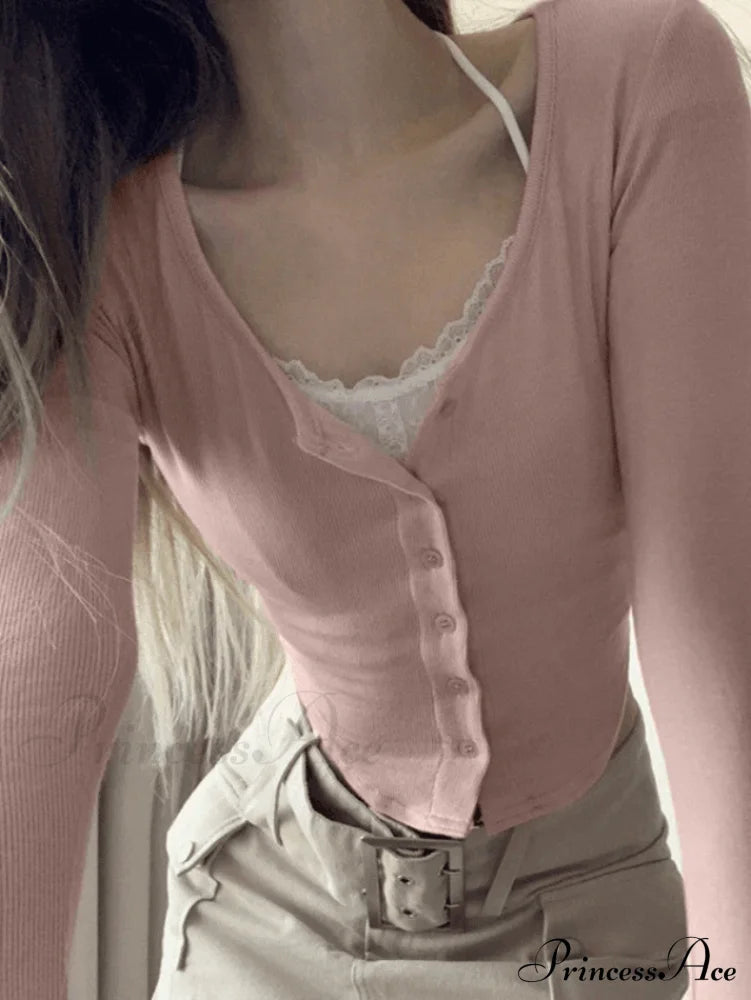 Lace Patchwork Graceful Crop Blouse Sweaters