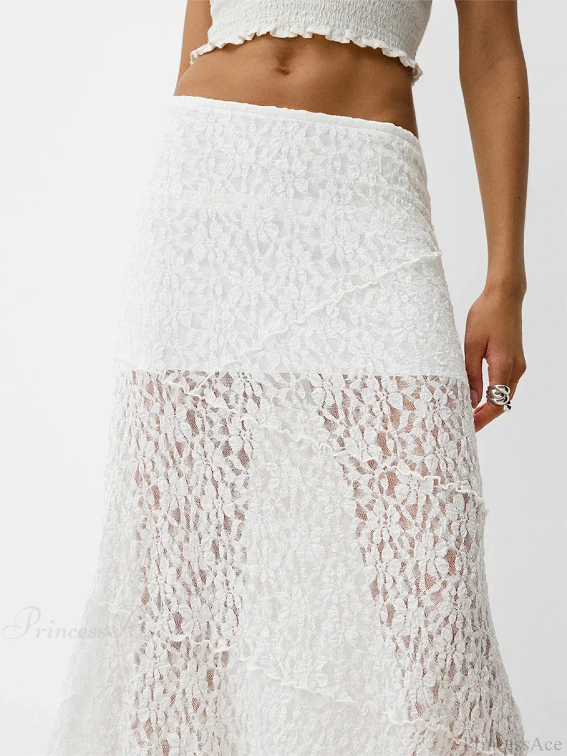 Lace Patchwork Low Waist Summer Long Skirt Casual Skirt skirt-250126