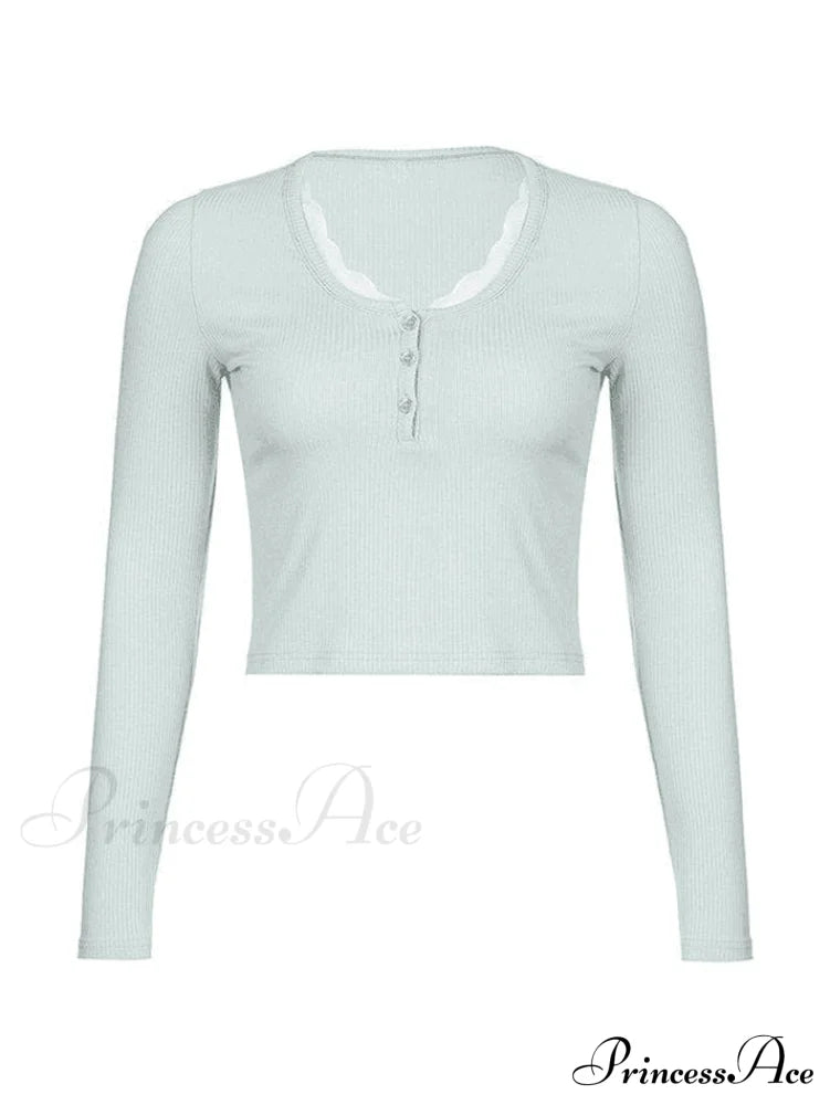 Lace Trim Graceful Knit Crop Top Sweaters