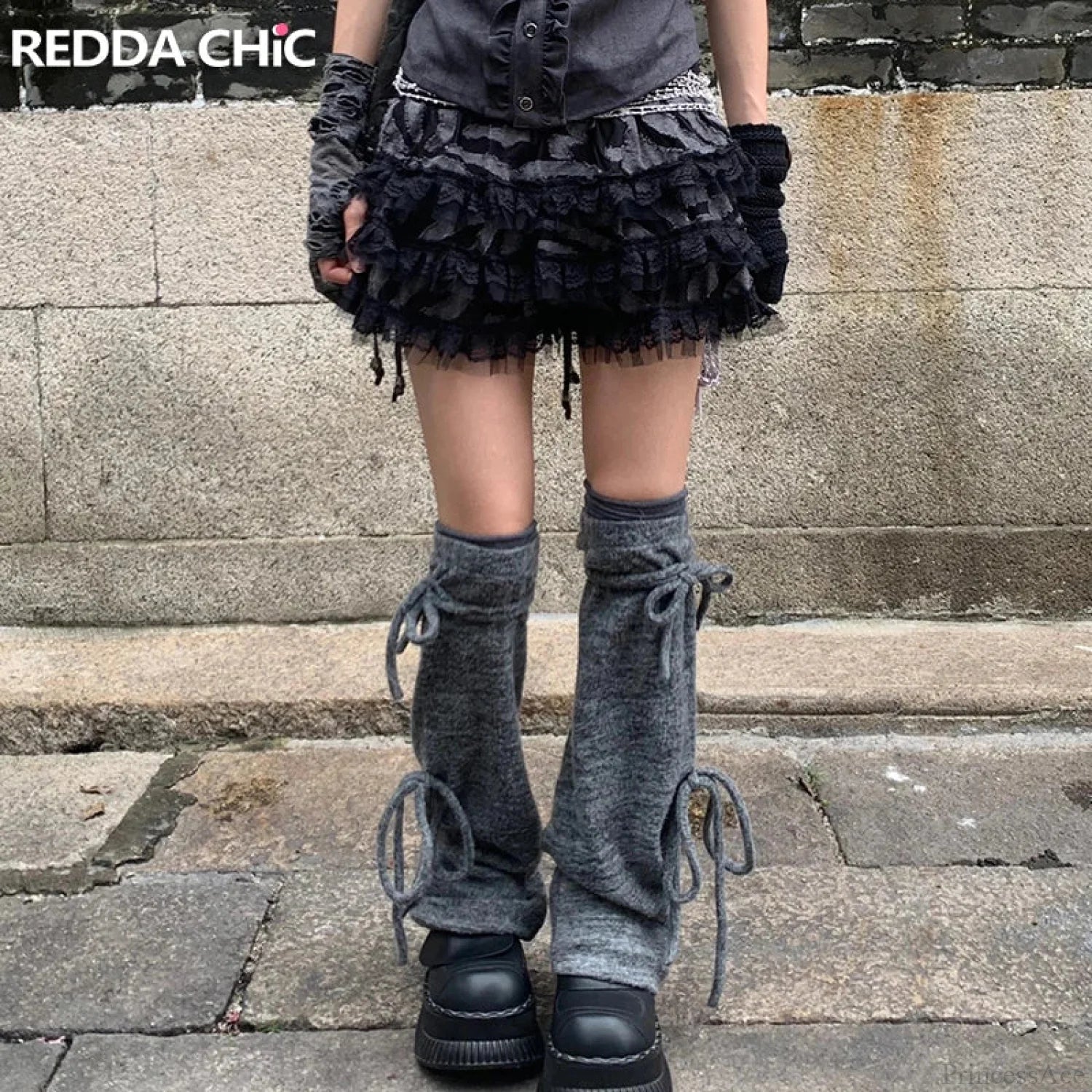 Lace Trim Puffy Ruffle Skirt